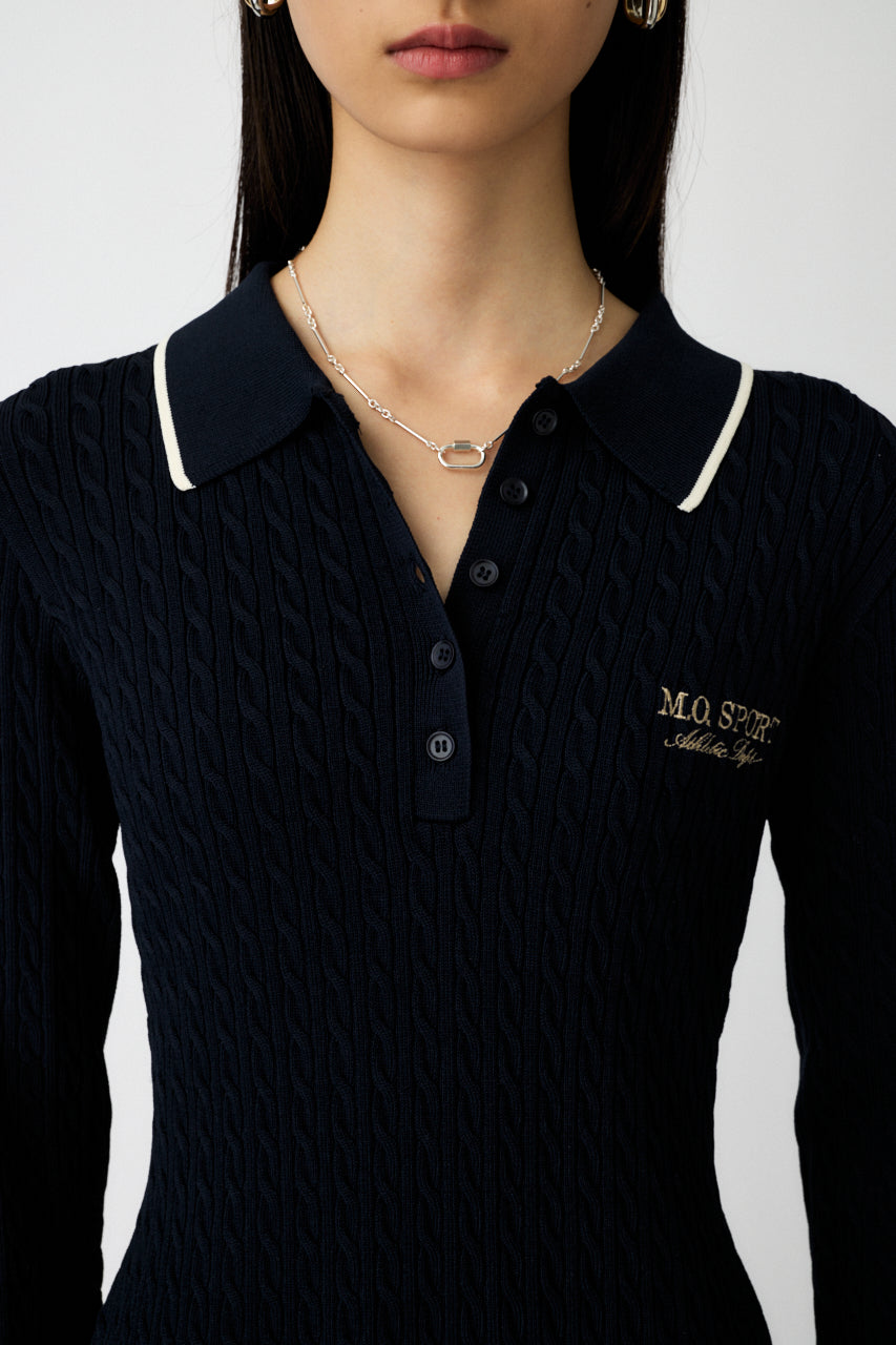 LOGO CABLE KNIT MINI DRESS Navy / 1 (S)