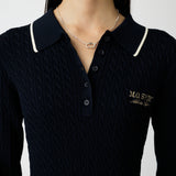 LOGO CABLE KNIT MINI DRESS Navy / 1 (S)
