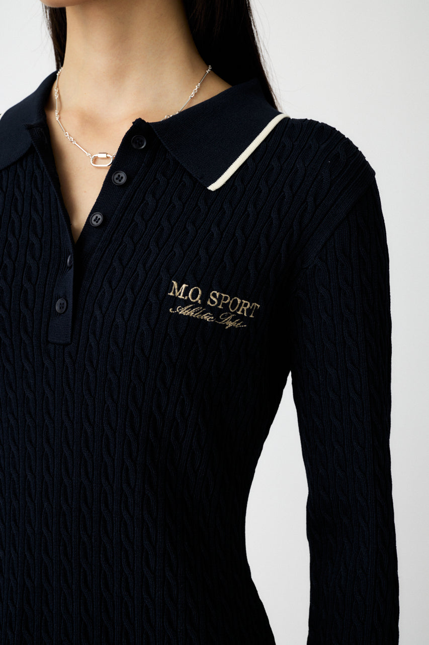 LOGO CABLE KNIT MINI DRESS Navy / 1 (S)