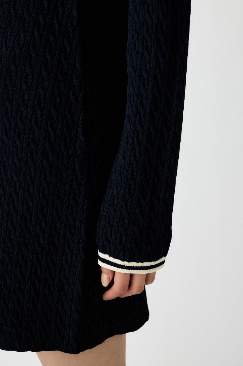 LOGO CABLE KNIT MINI DRESS Navy / 1 (S)