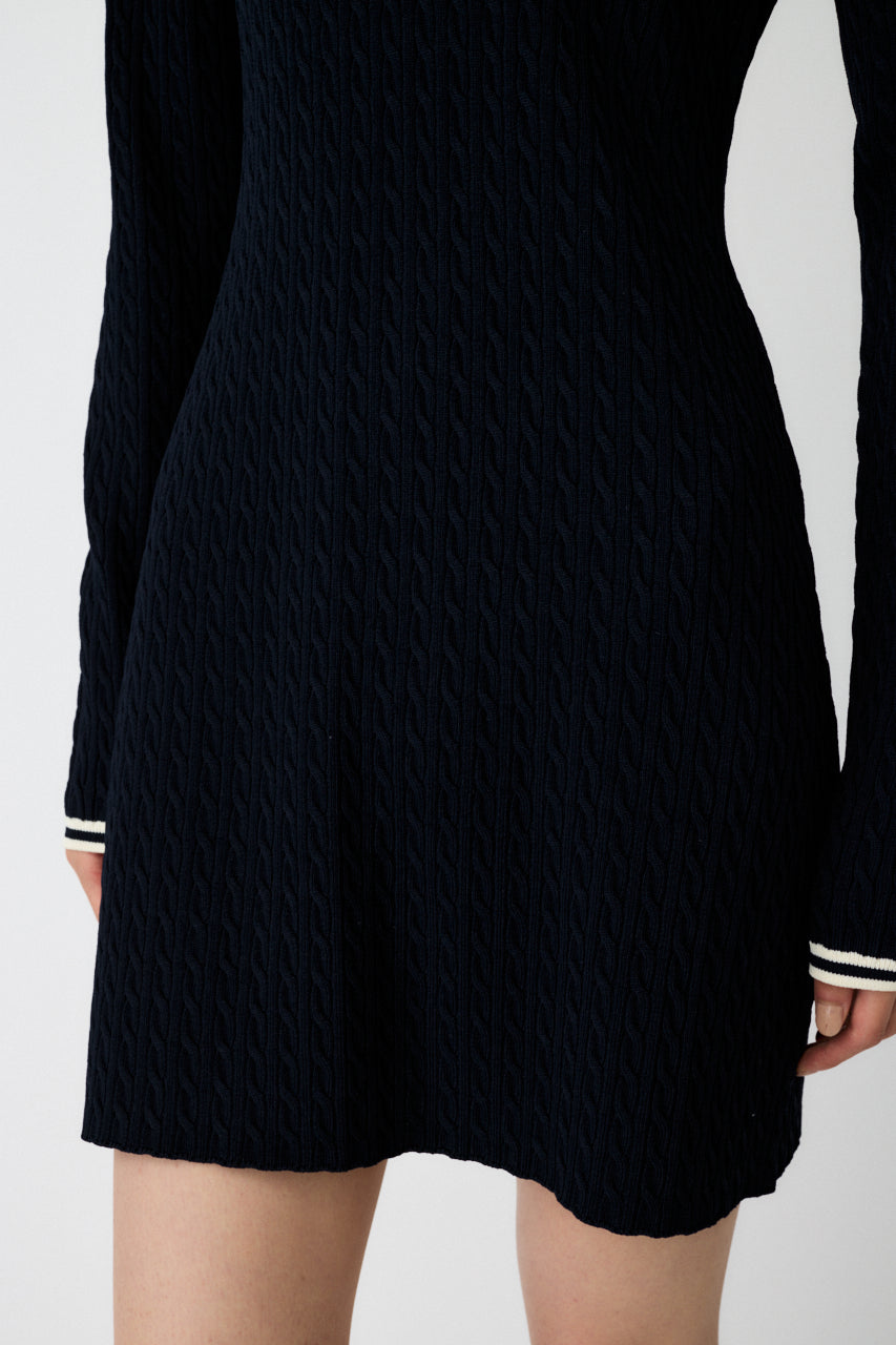 LOGO CABLE KNIT MINI DRESS Navy / 1 (S)