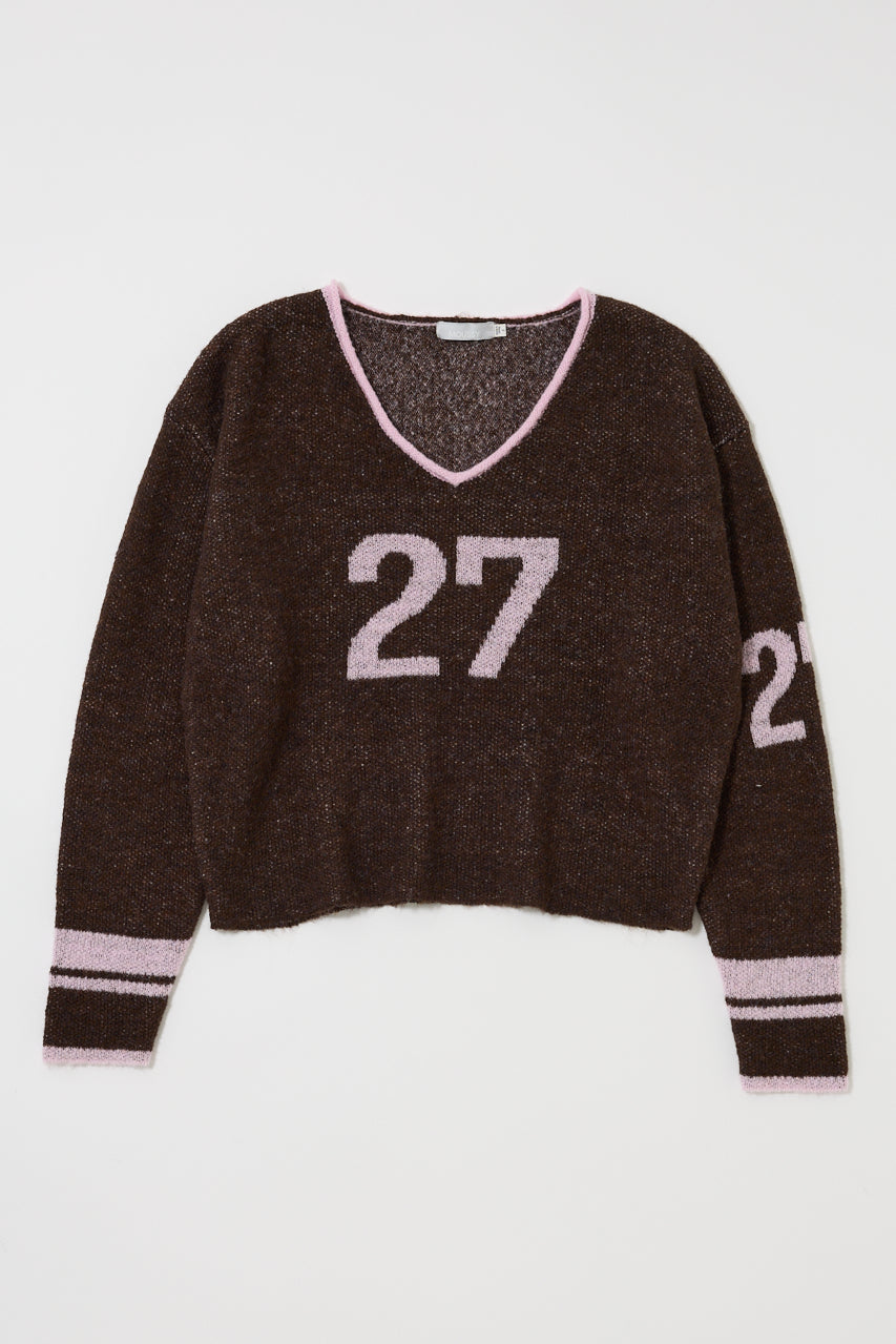 SHAGGY NUMBERING SWEATER Brown / Free