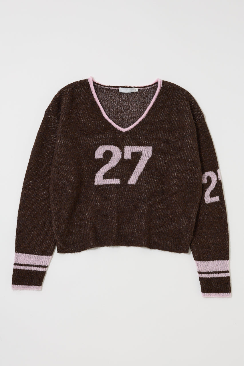 SHAGGY NUMBERING SWEATER Brown / Free