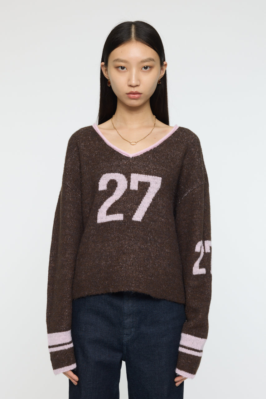 SHAGGY NUMBERING SWEATER Brown / Free