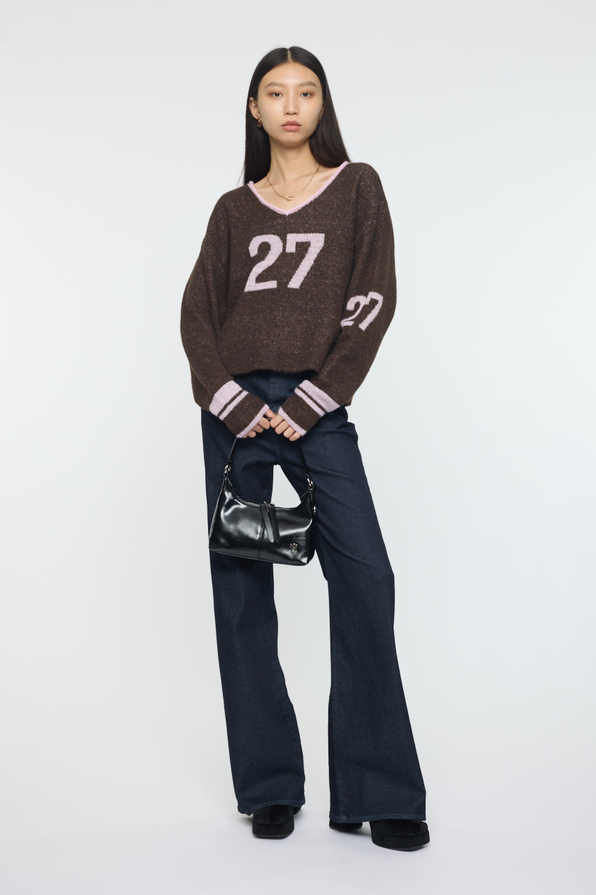 SHAGGY NUMBERING SWEATER Brown / Free