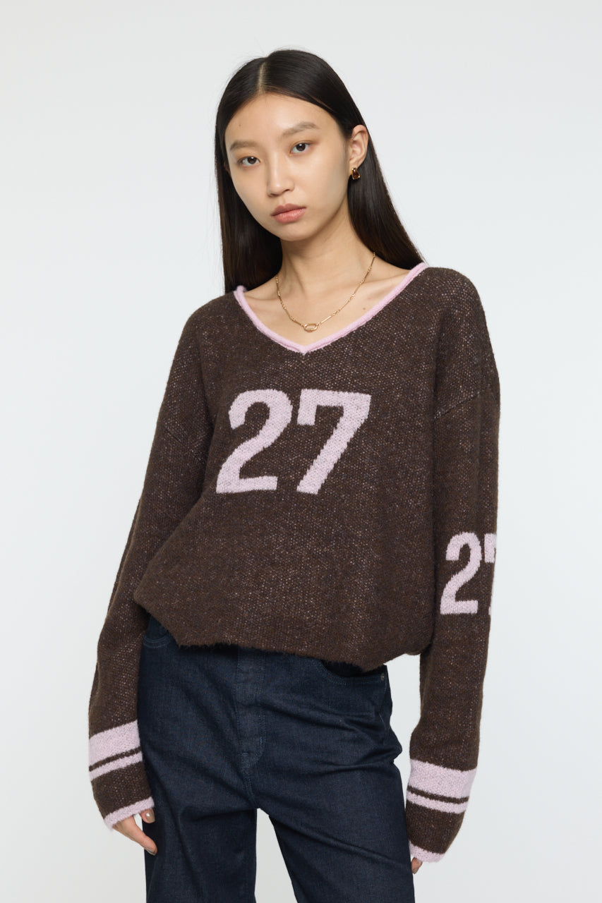 SHAGGY NUMBERING SWEATER Brown / Free