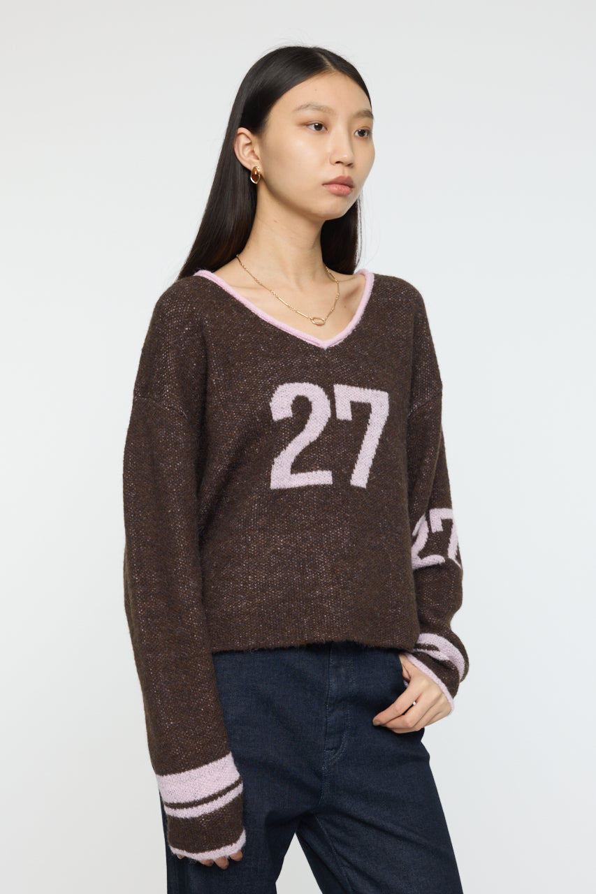 SHAGGY NUMBERING SWEATER Brown / Free