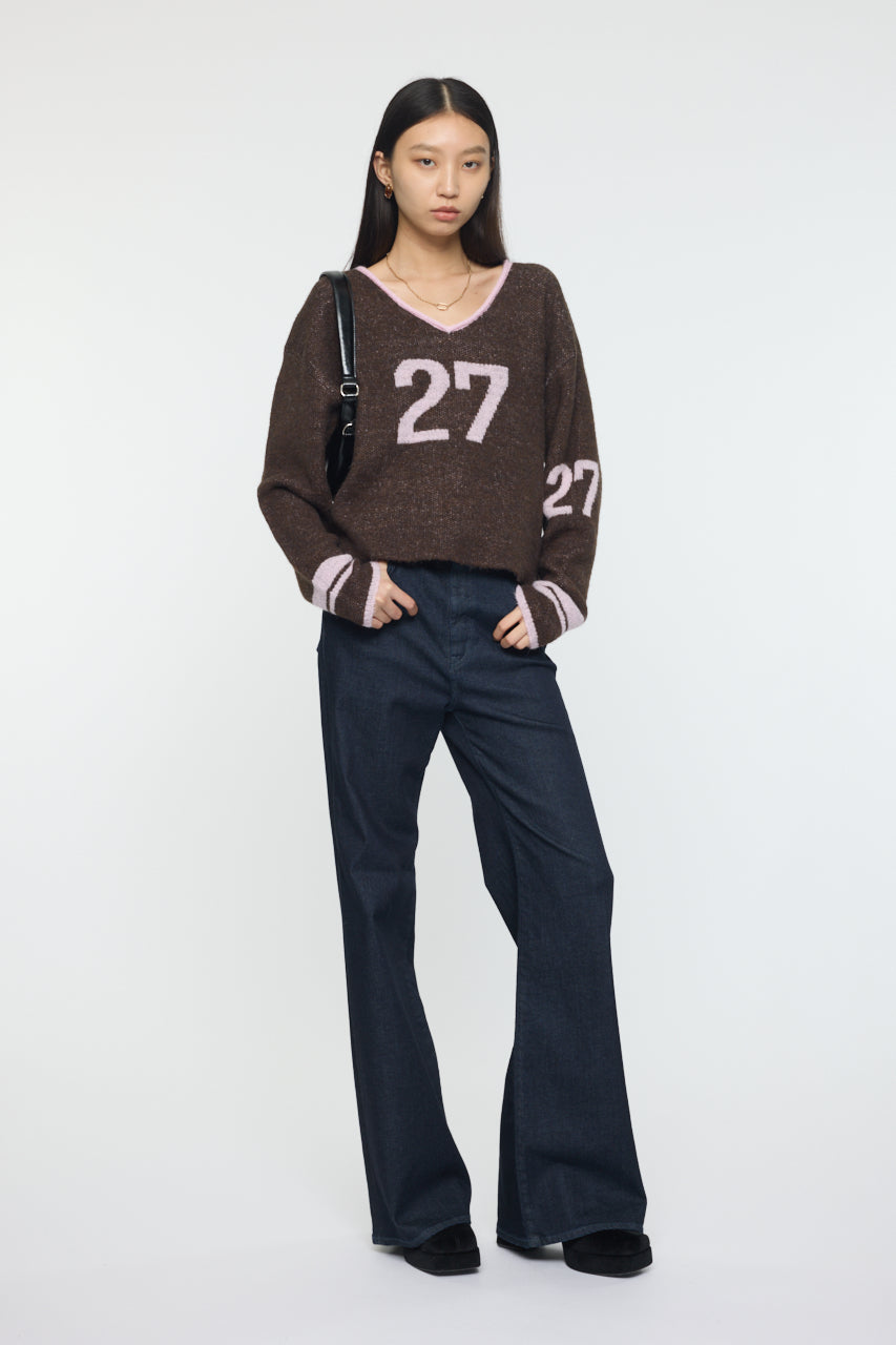 SHAGGY NUMBERING SWEATER Brown / Free