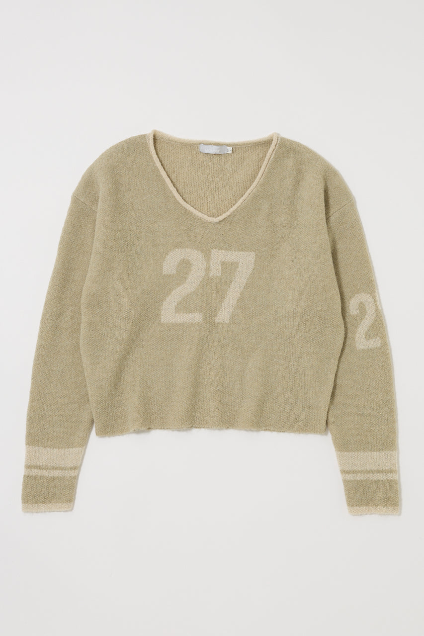 SHAGGY NUMBERING SWEATER Light Beige / Free