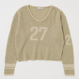 SHAGGY NUMBERING SWEATER Light Beige / Free
