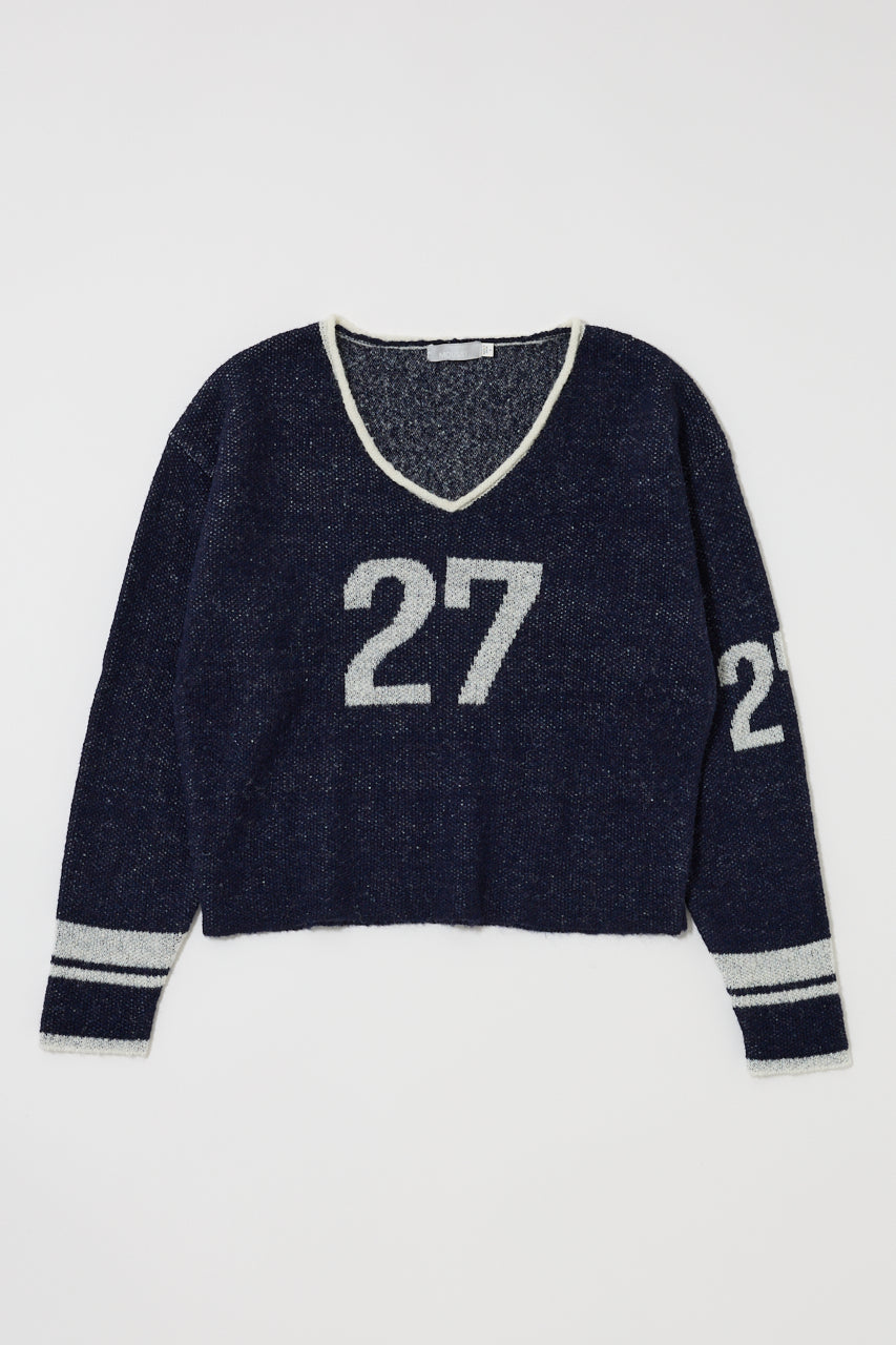 SHAGGY NUMBERING SWEATER Navy / Free