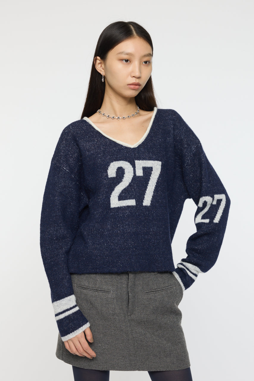 SHAGGY NUMBERING SWEATER Navy / Free