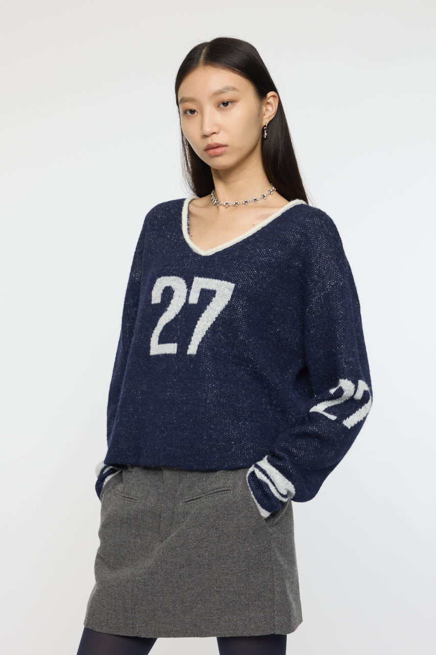 SHAGGY NUMBERING SWEATER Navy / Free