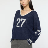 SHAGGY NUMBERING SWEATER Navy / Free