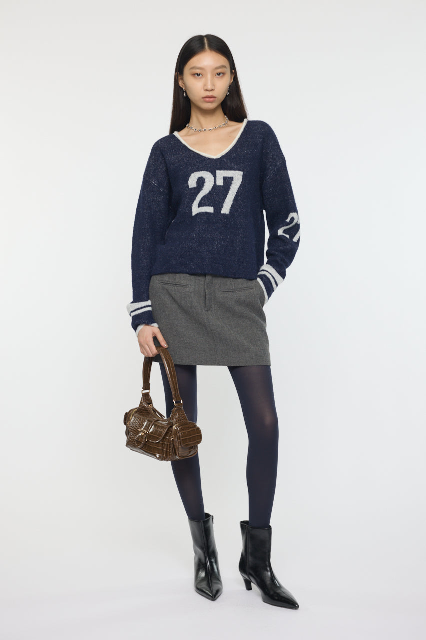 SHAGGY NUMBERING SWEATER Navy / Free