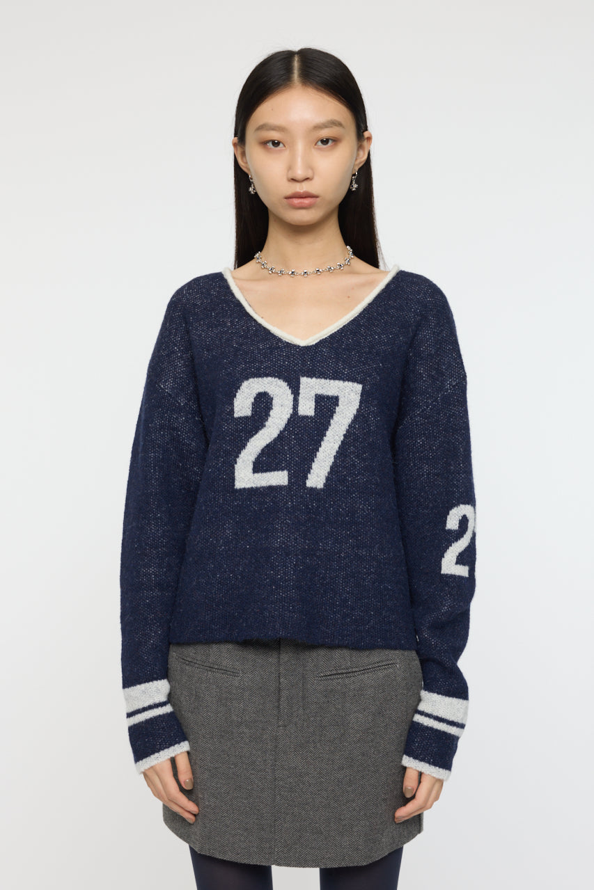 SHAGGY NUMBERING SWEATER Navy / Free
