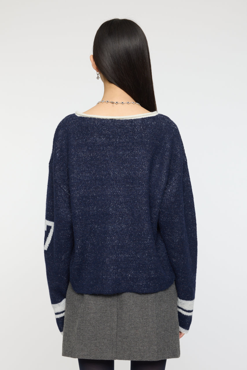 SHAGGY NUMBERING SWEATER Navy / Free
