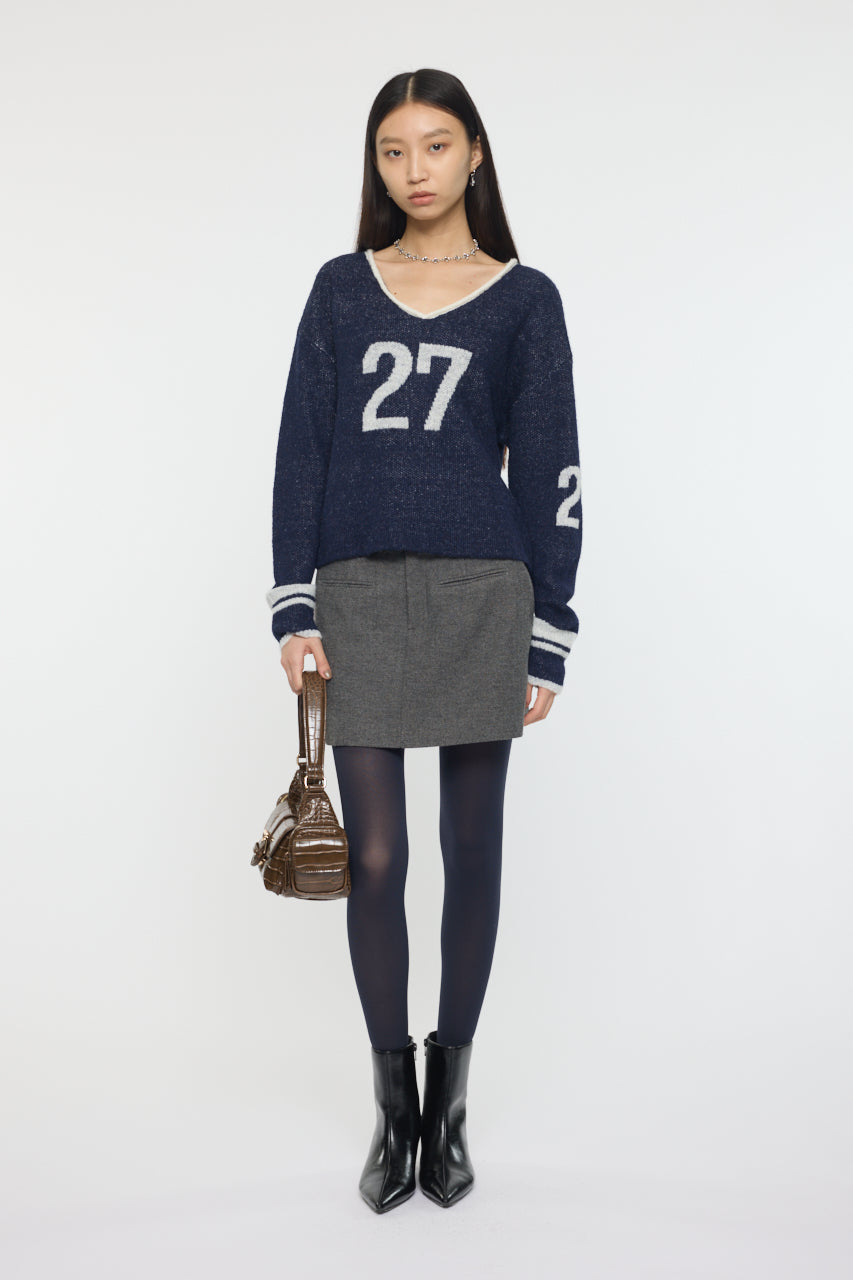 SHAGGY NUMBERING SWEATER Navy / Free