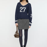 SHAGGY NUMBERING SWEATER Navy / Free