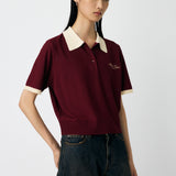 HALF SLEEVE KNIT POLO Bordeaux / Free
