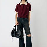 HALF SLEEVE KNIT POLO Bordeaux / Free