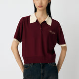 HALF SLEEVE KNIT POLO Bordeaux / Free