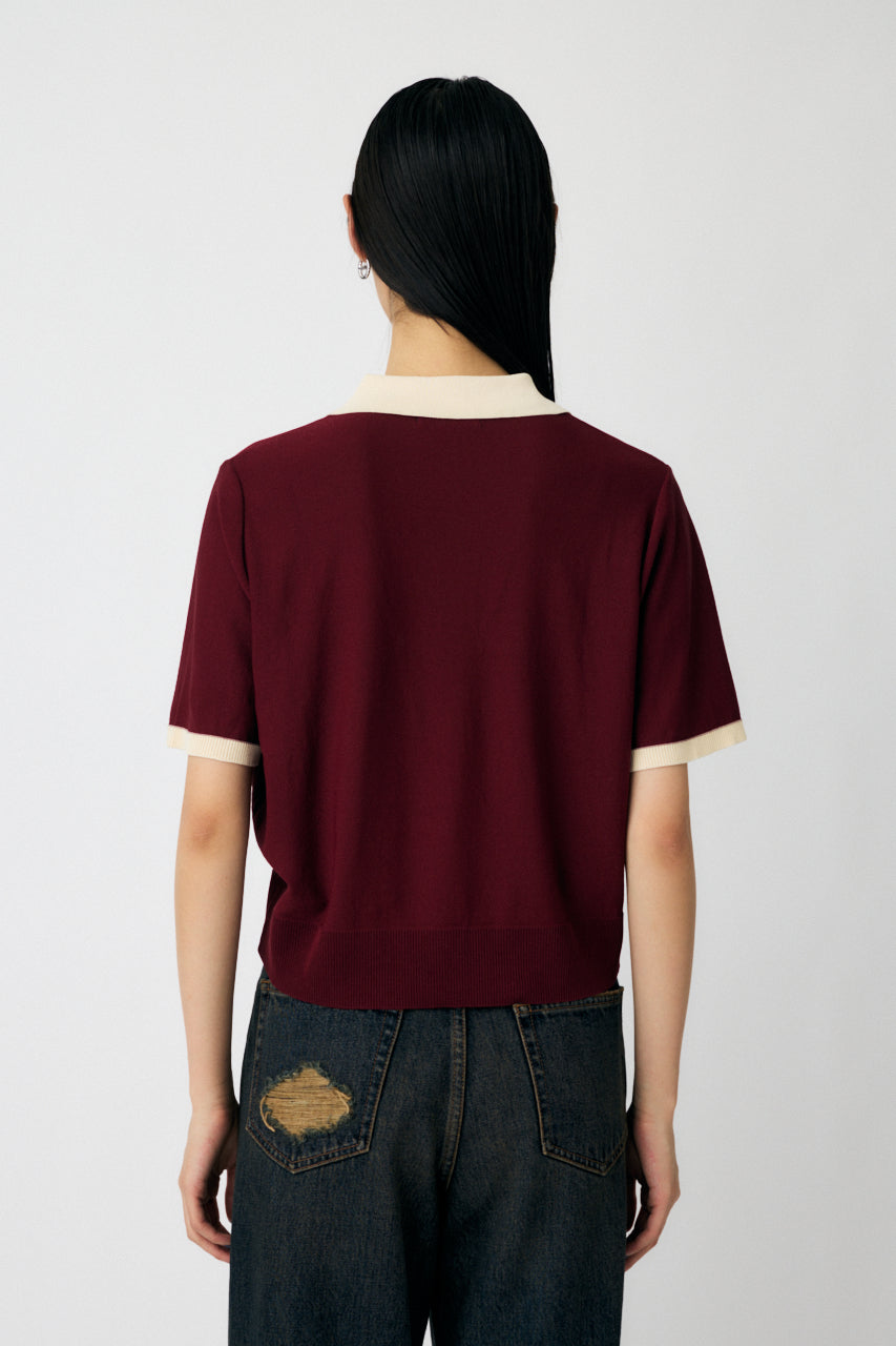 HALF SLEEVE KNIT POLO Bordeaux / Free