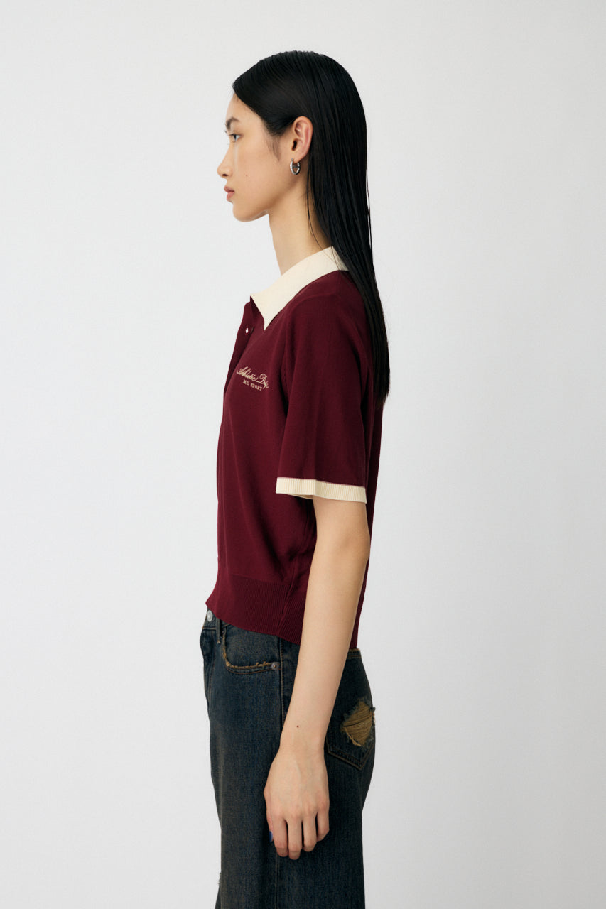 HALF SLEEVE KNIT POLO Bordeaux / Free