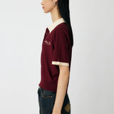 HALF SLEEVE KNIT POLO Bordeaux / Free