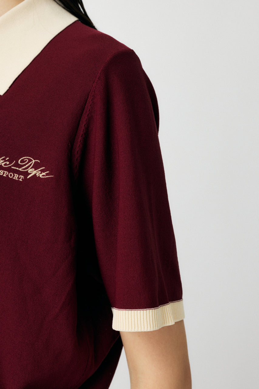 HALF SLEEVE KNIT POLO Bordeaux / Free