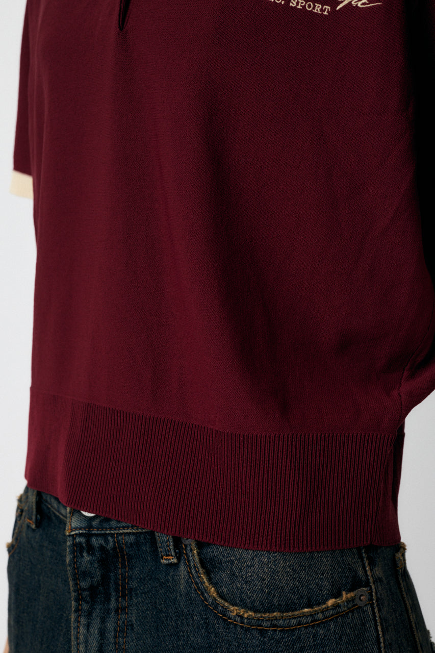 HALF SLEEVE KNIT POLO Bordeaux / Free