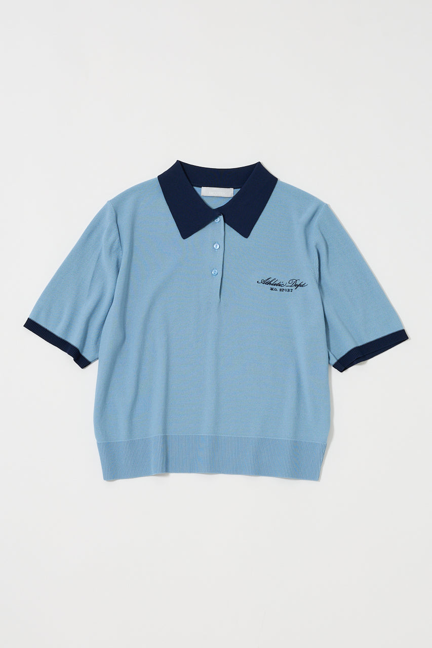 HALF SLEEVE KNIT POLO Light Blue / Free