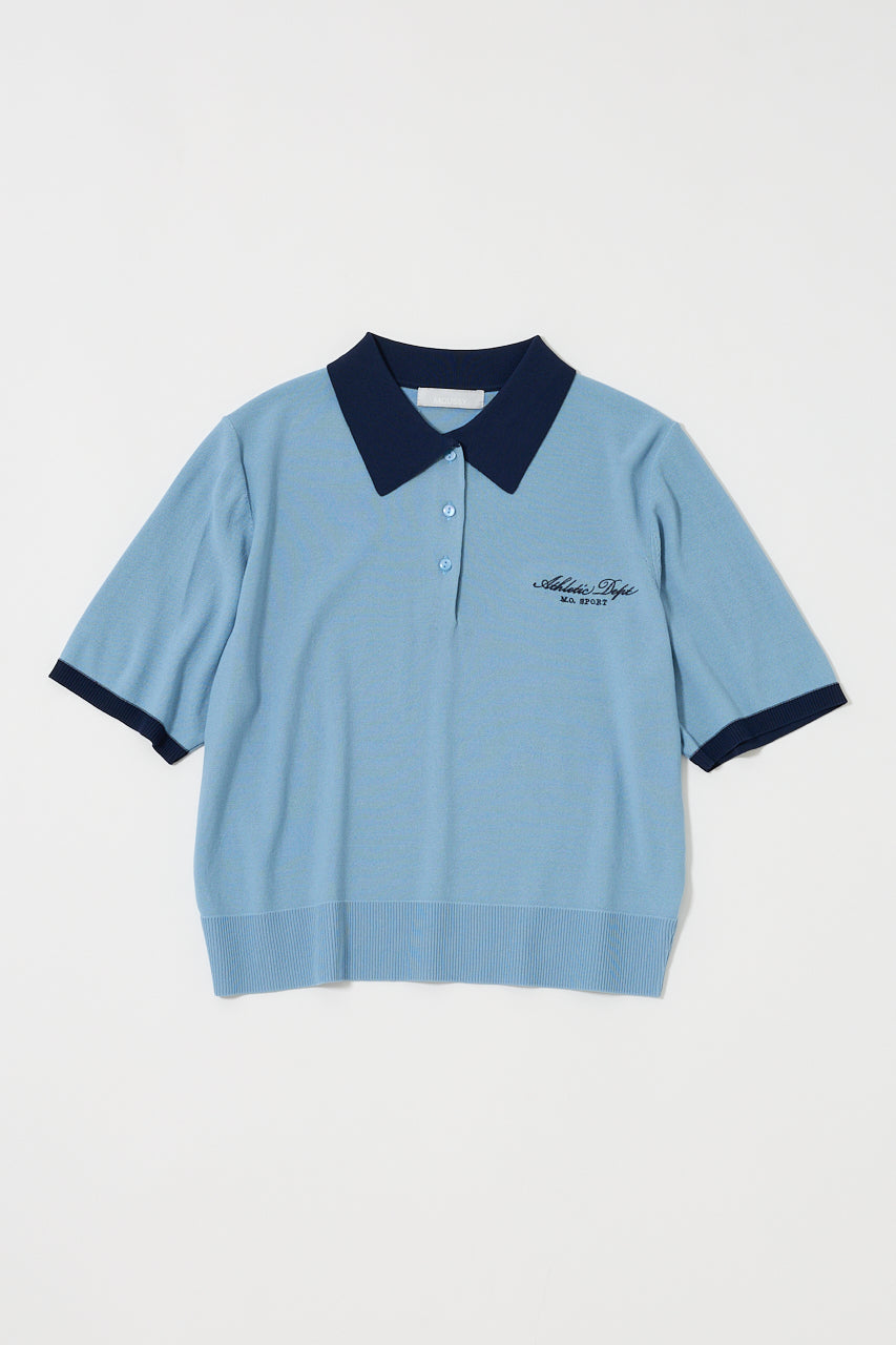 HALF SLEEVE KNIT POLO Light Blue / Free