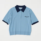 HALF SLEEVE KNIT POLO Light Blue / Free