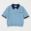 HALF SLEEVE KNIT POLO Light Blue / Free