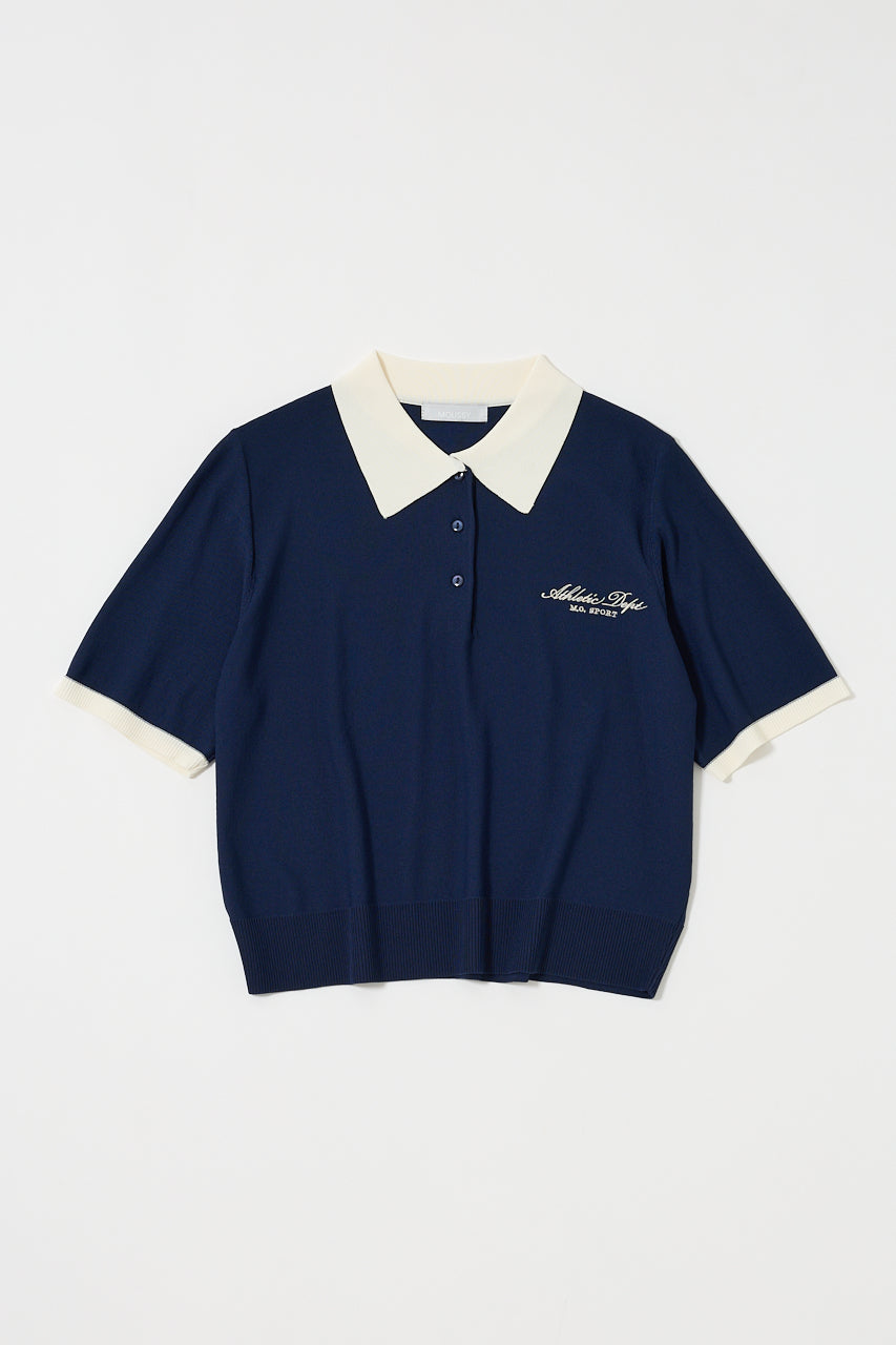 HALF SLEEVE KNIT POLO Navy / Free