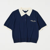HALF SLEEVE KNIT POLO Navy / Free