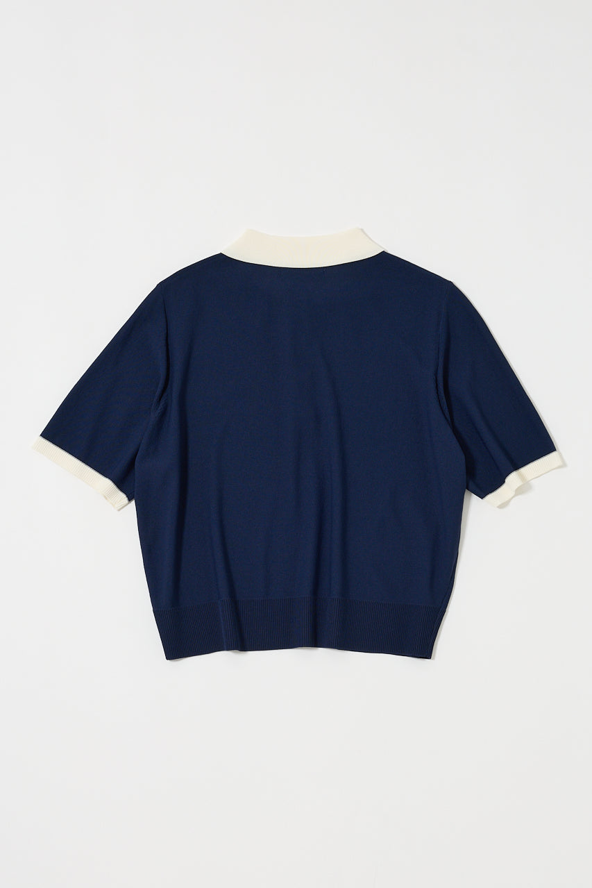 HALF SLEEVE KNIT POLO Navy / Free
