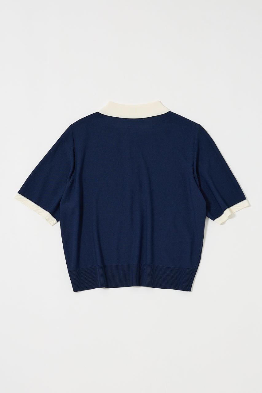 HALF SLEEVE KNIT POLO Navy / Free