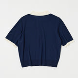HALF SLEEVE KNIT POLO Navy / Free