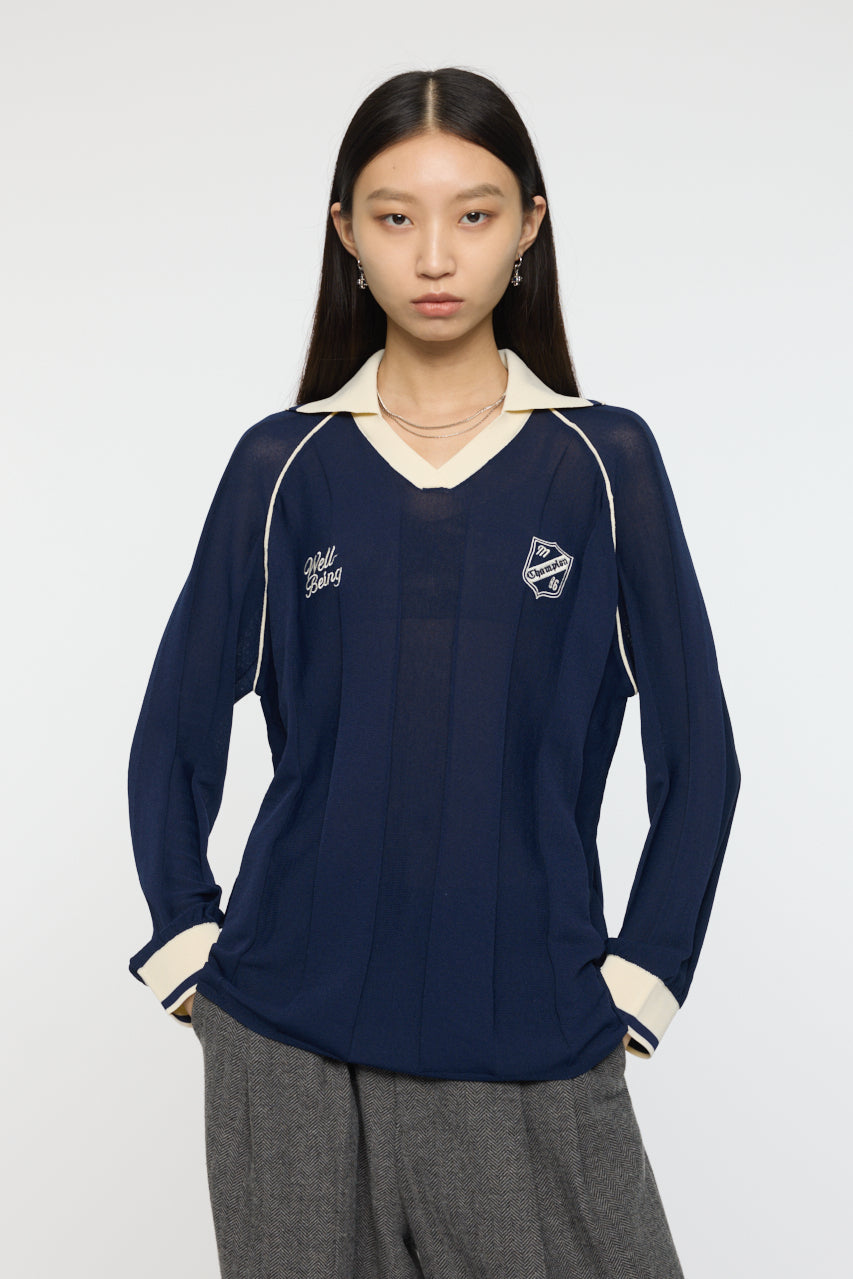 KNIT GAME SHIRT Dark Navy / Free