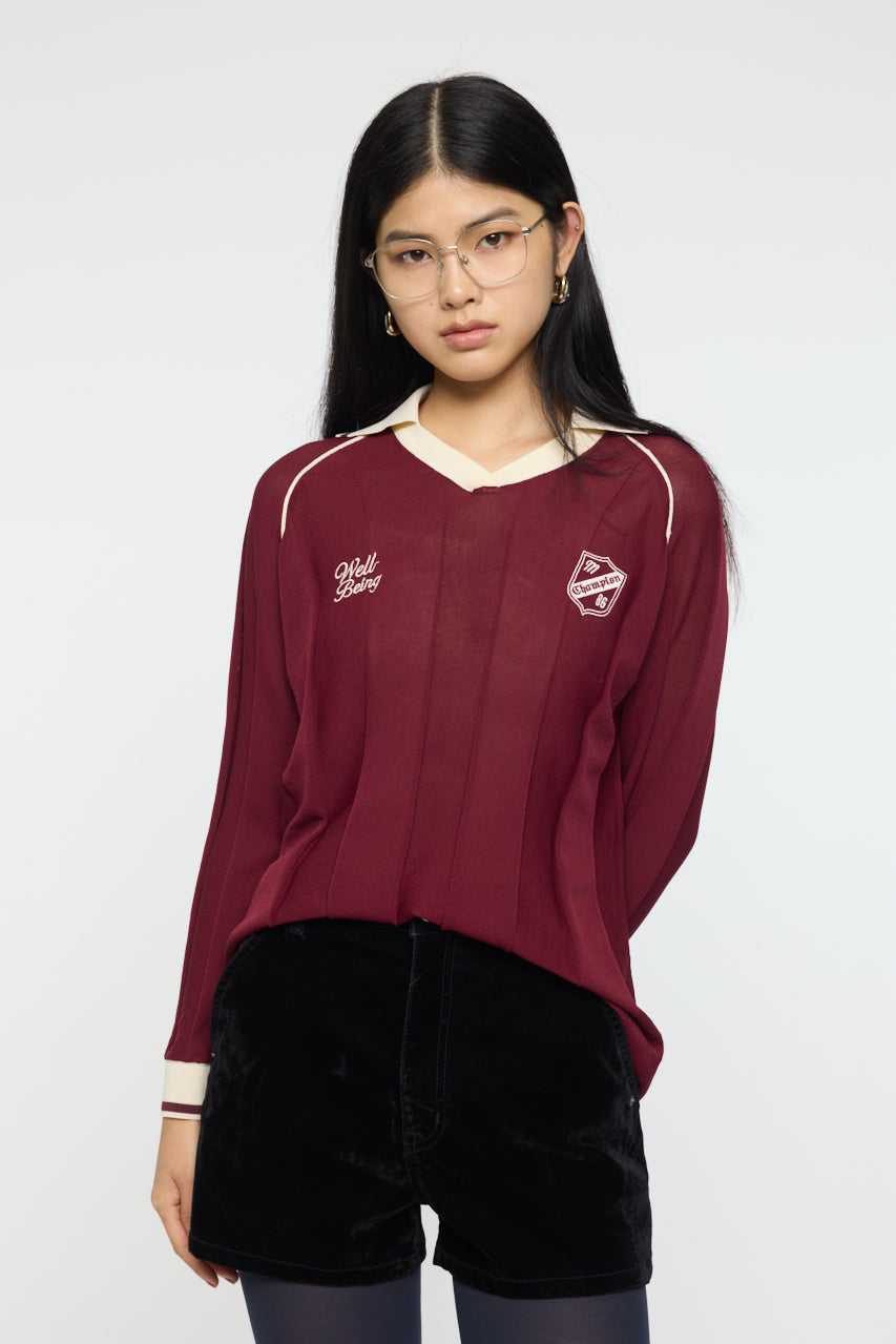 KNIT GAME SHIRT Dark Red / Free