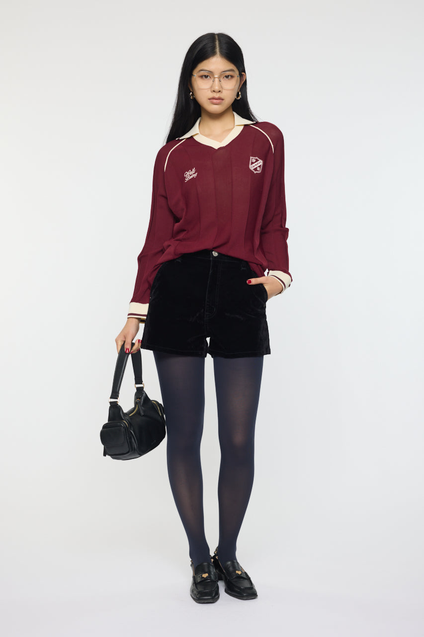 KNIT GAME SHIRT Dark Red / Free