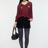 KNIT GAME SHIRT Dark Red / Free