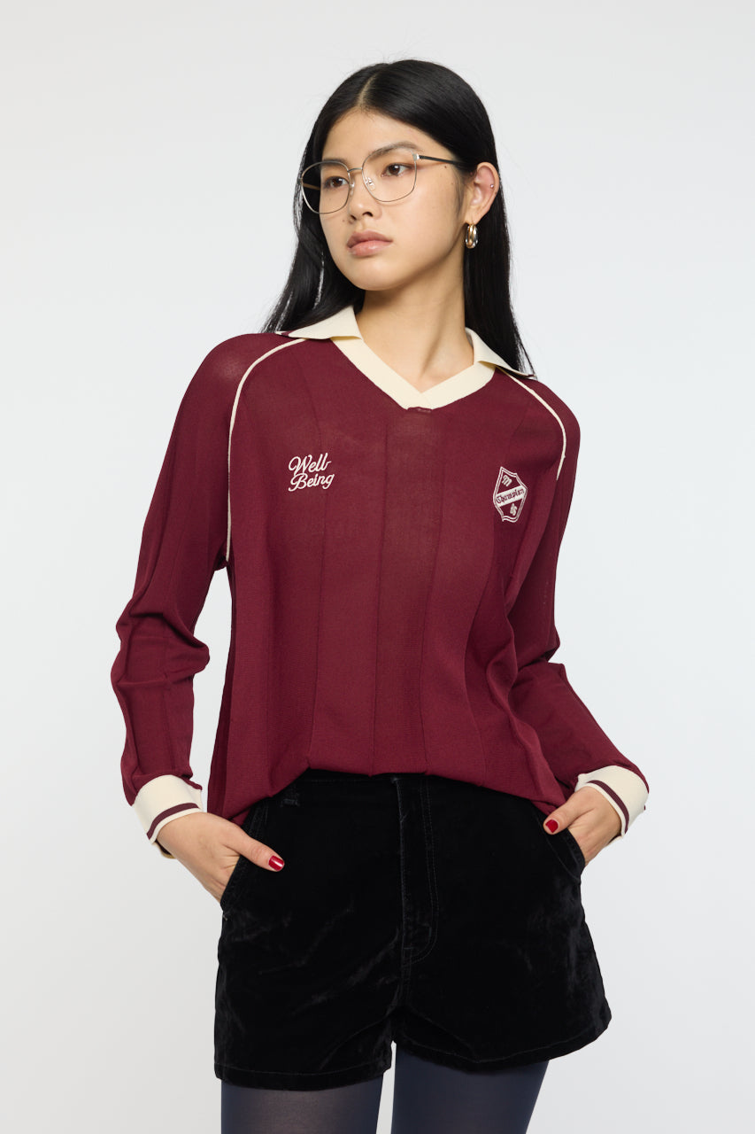 KNIT GAME SHIRT Dark Red / Free