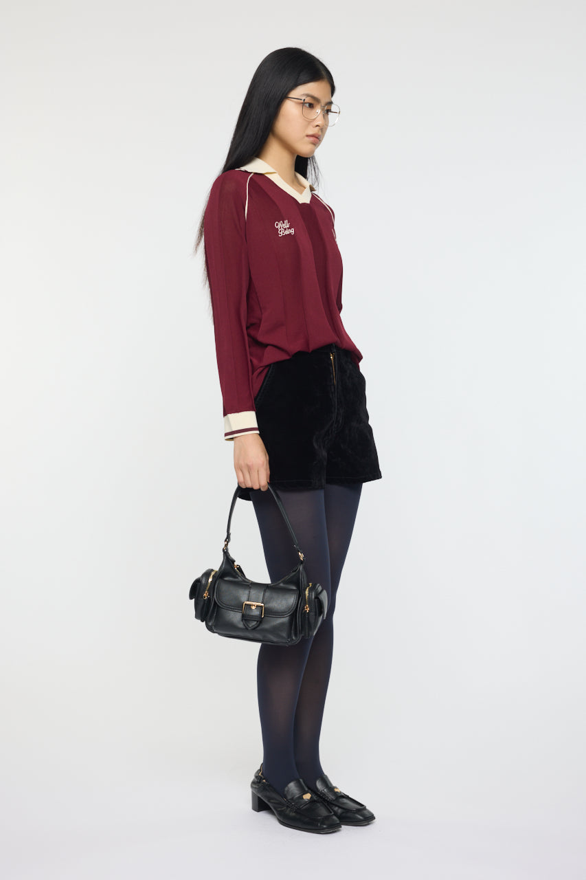 KNIT GAME SHIRT Dark Red / Free