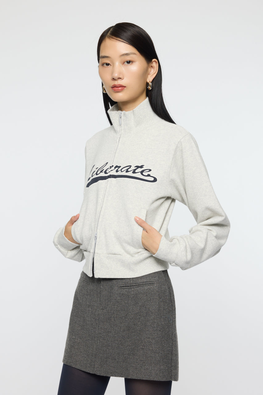 VARSITY LOGO TRACK JACKET Heather Gray / Free