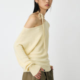 ONE SHOULDER KNIT TOP Off White / Free
