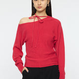ONE SHOULDER KNIT TOP Red / Free