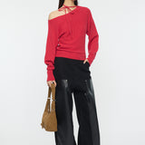 ONE SHOULDER KNIT TOP Red / Free